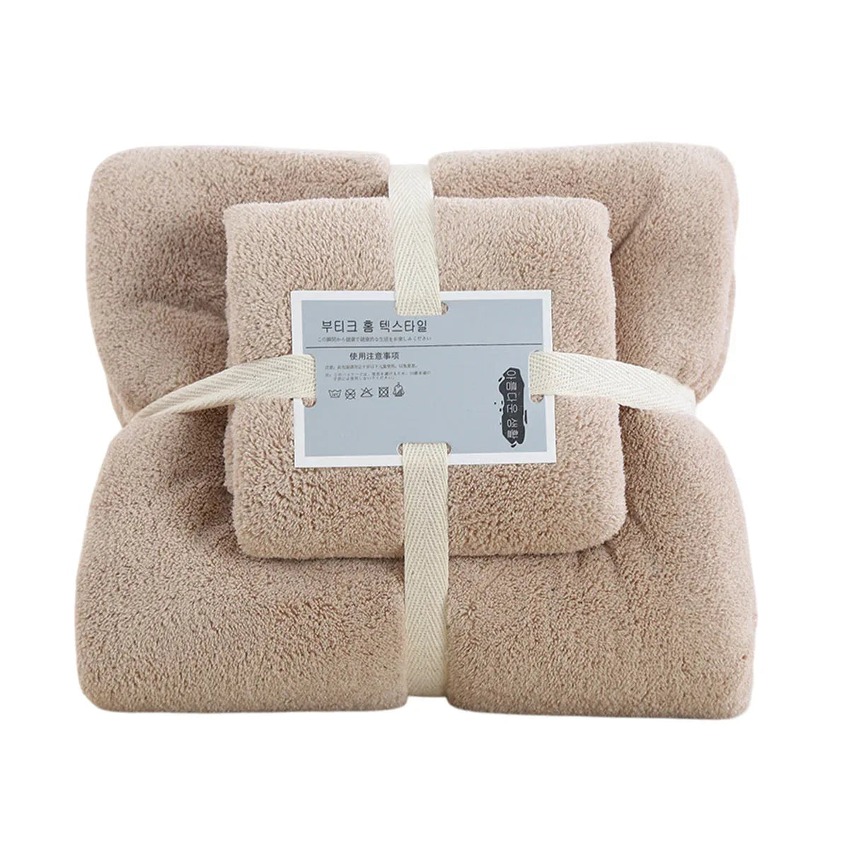 Coral Velvet Towel Set Bath Towels Soft Absorbent Quick Dry Face Hand Cloth Home - Brown - Mekamart Australia