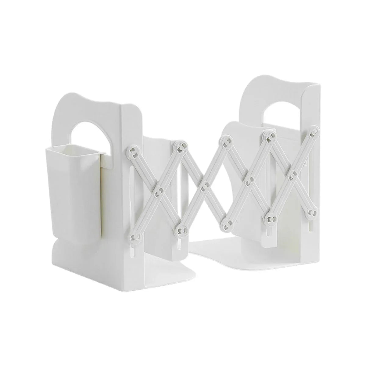 Retractable Book Stand Desk Organizer Adjustable Storage Rack with Pen Holder - White - Mekamart Australia