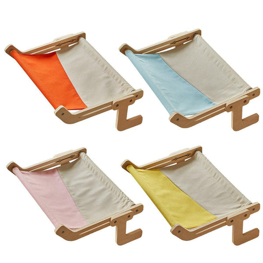 Window Hanging Cat Hammock Solid Wood Sun Bed Nest for All Seasons Durable - Grey+Pink - Mekamart Australia