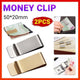 Clip Note Business Card Holder Stainless Steel Mens Wallet Metal - Gold - Mekamart Australia