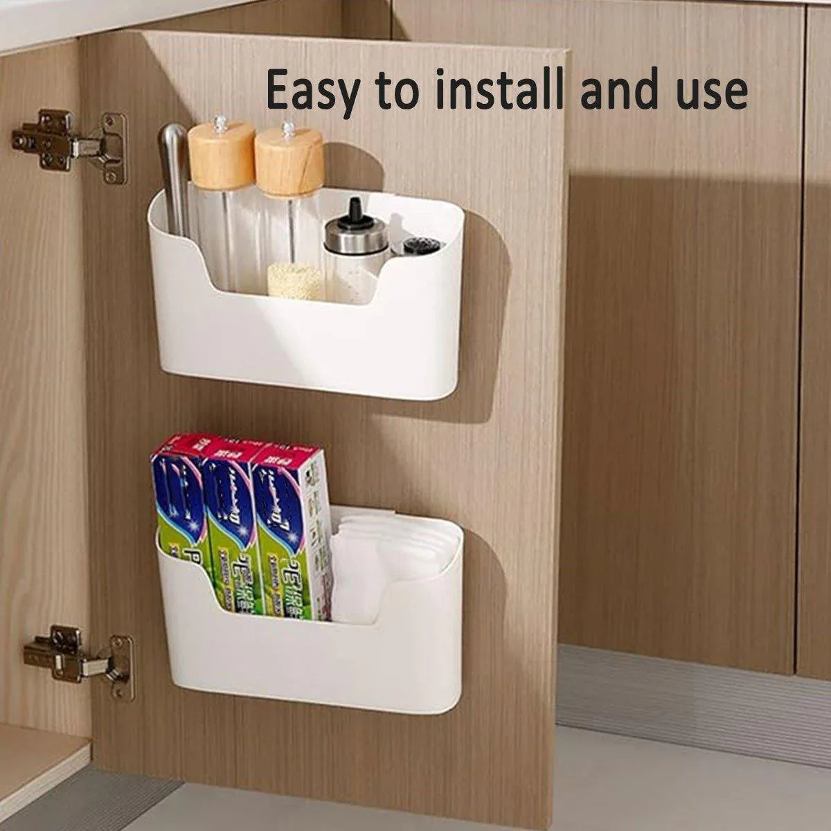 2PCS Wall Mounted Storage Rack Kitchen Bathroom Cabinet Door Sundries Holder - Mekamart Australia