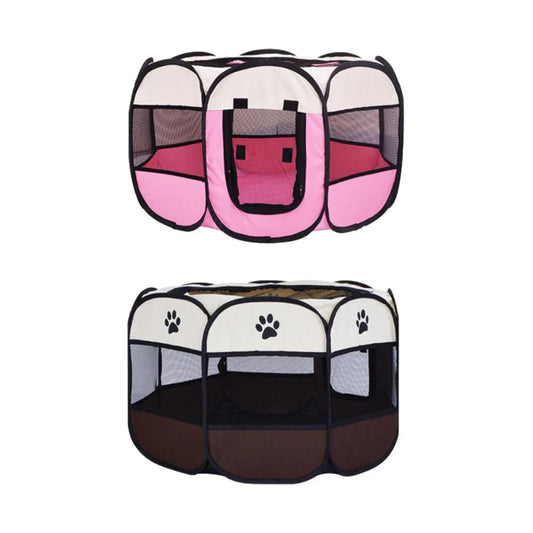 Pet Fence Indoor Cat Dog Tent Octagonal Fence Portable Foldable Cage Kennel - S-Pink - Mekamart Australia