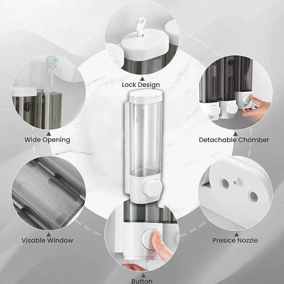 Wall Mounted Soap Dispenser Manual Press Shower Gel Bottle for Hand Sanitizer - Mekamart Australia