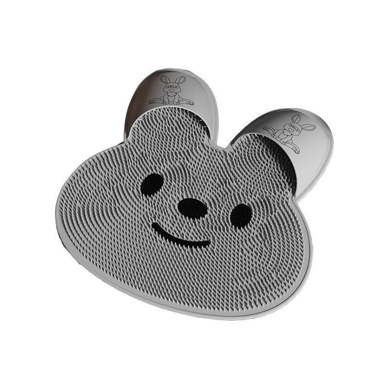 Silicone Foot Scrubber Rabbit Tub Mat Suction Cup Exfoliating Brush Cleaning Mat - Khaki - Mekamart Australia