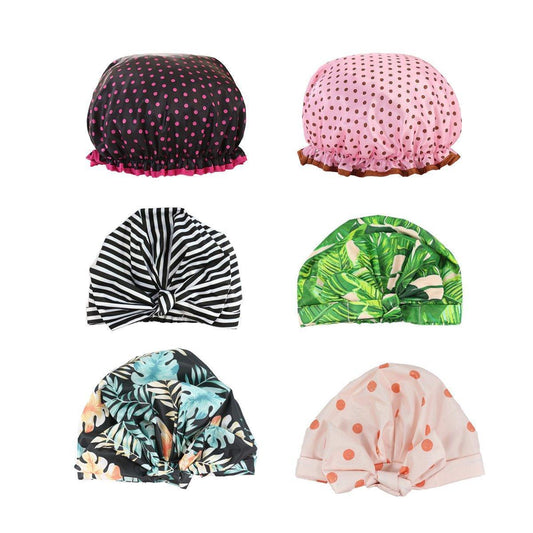 Woman Shower Cap Reusable Long Hair Large Turban Bathroom Waterproof Hair Cap - Streak - Mekamart Australia
