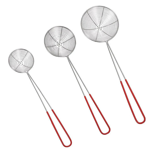 3X Stainless Steel Slotted Filter Spoon MilkTea Kitchen Tool OilSkimmer Strainer - Mekamart Australia