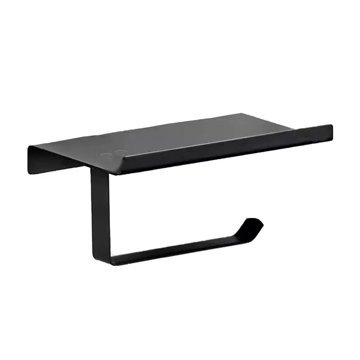 304 Stainless Steel Toilet Paper Holder Non-perforated Roll with Phone Rack - Black - Mekamart Australia