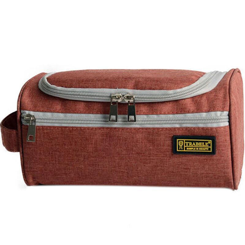 Large Capacity Men Travel Toiletry Kit Wash Bag Waterproof Cosmetic Bags Holder - Brick Red - Mekamart Australia