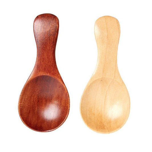 5PCS Mini Wooden Spoons Natural Wood Spice Condiment Dessert Scoops - Red - Mekamart Australia