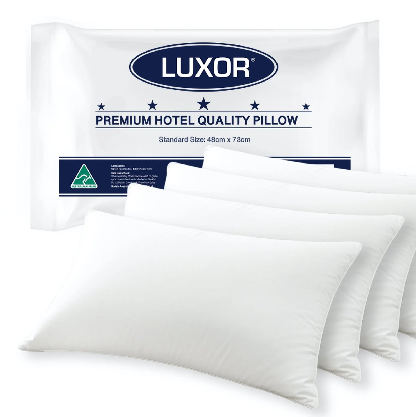 Luxor Australian Made Hotel Quality Pillow Standard Size Four Pack - Mekamart Australia