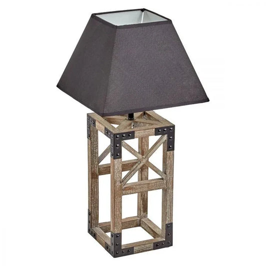 Designer Wooden TABLE LAMP Modern Rustic Geo Industrial Retro Desk Light - Mekamart Australia
