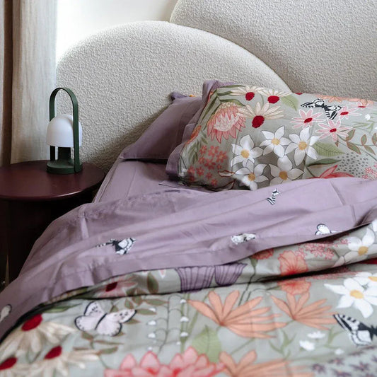 100% Cloud Cotton Duvet Quilt Cover Set w/ 2 Pillow Cases in Serena - King - Mekamart Australia