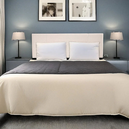 Linen Fabric Queen Bed Headboard Bedhead - Beige - Mekamart Australia