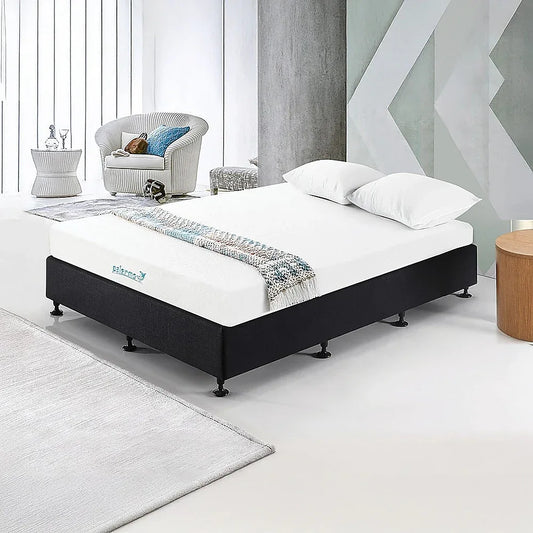 Palermo King Single Ensemble Bed Base Midnight Black Linen Fabric - Mekamart Australia