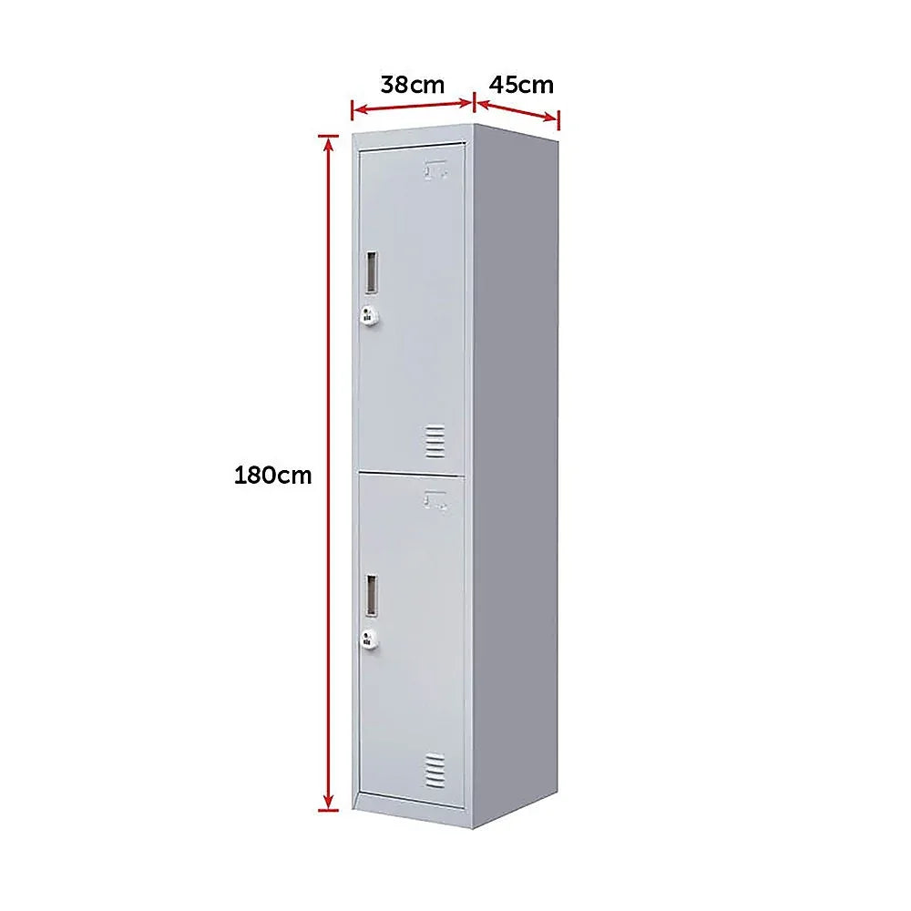 2-Door Vertical Locker for Office Gym Shed School Home Storage - Mekamart Australia