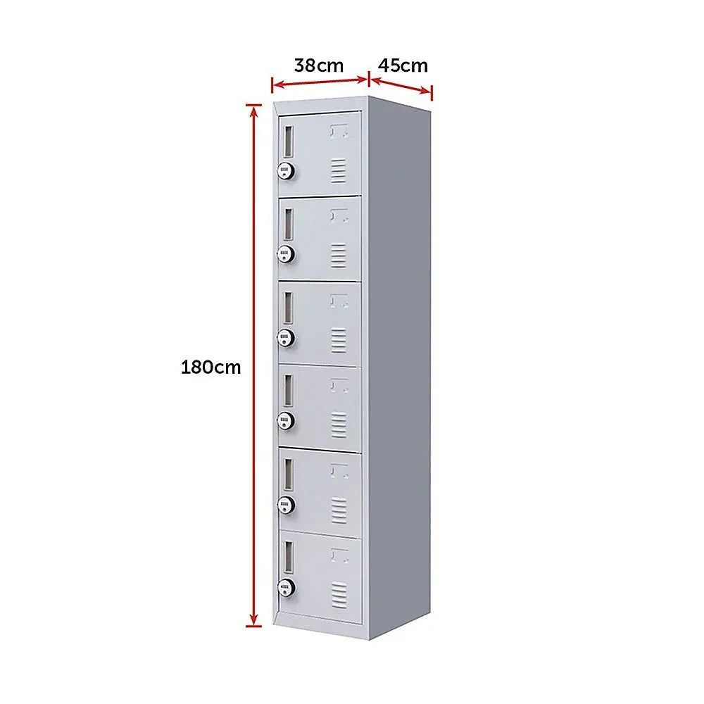 6-Door Locker for Office Gym Shed School Home Storage - Mekamart Australia