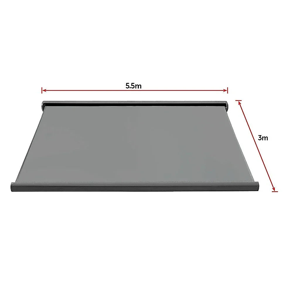 5.5m x 3.0m Retractable Folding Arm Awning Heavy Duty Full Cassette Motorised - Mekamart Australia