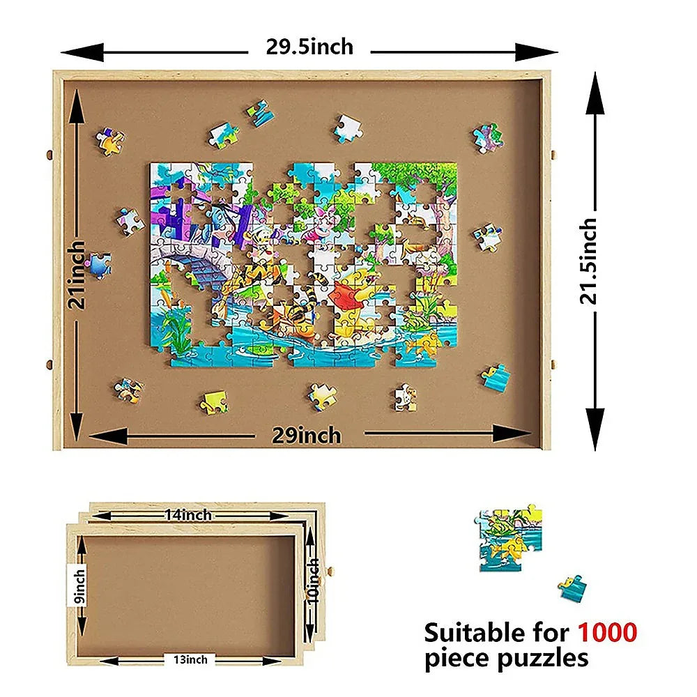 Wooden Jigsaw Puzzle Table Board Storage Table Tray Puzzle For Adult Kid - Mekamart Australia