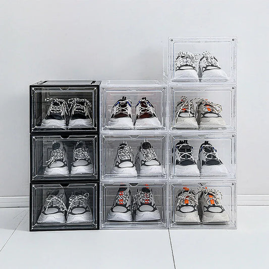 Sneaker Display Case Shoe Storage Organizer Box Stackable Plastic Clear Magnetic - Mekamart Australia