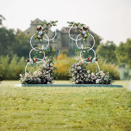 2pcs Round Wedding Arch Backdrop Rings Loops Flower Balloon Lawn Row Stand - Mekamart Australia
