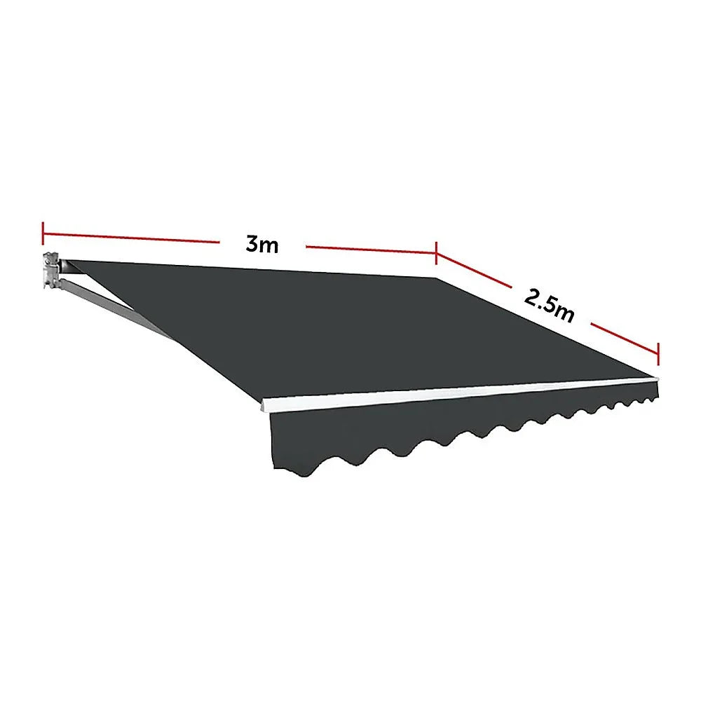Outdoor Folding Arm Awning Retractable Sunshade Canopy Grey 3.0m x 2.5m - Mekamart Australia