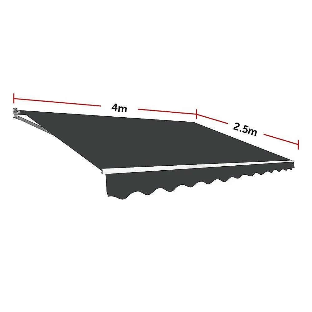 Outdoor Folding Arm Awning Retractable Sunshade Canopy Grey 4.0m x 2.5m - Mekamart Australia
