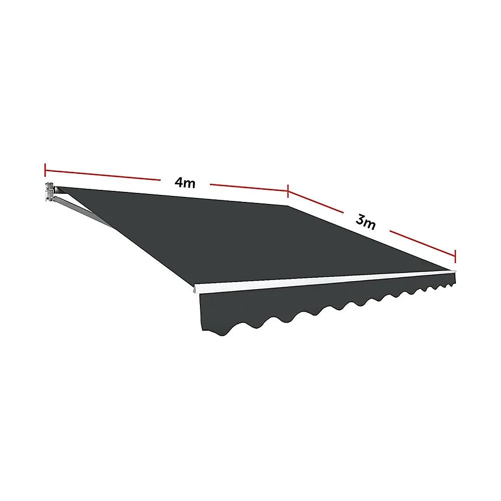 Outdoor Folding Arm Awning Retractable Sunshade Canopy Grey 4.0m x 3.0m - Mekamart Australia