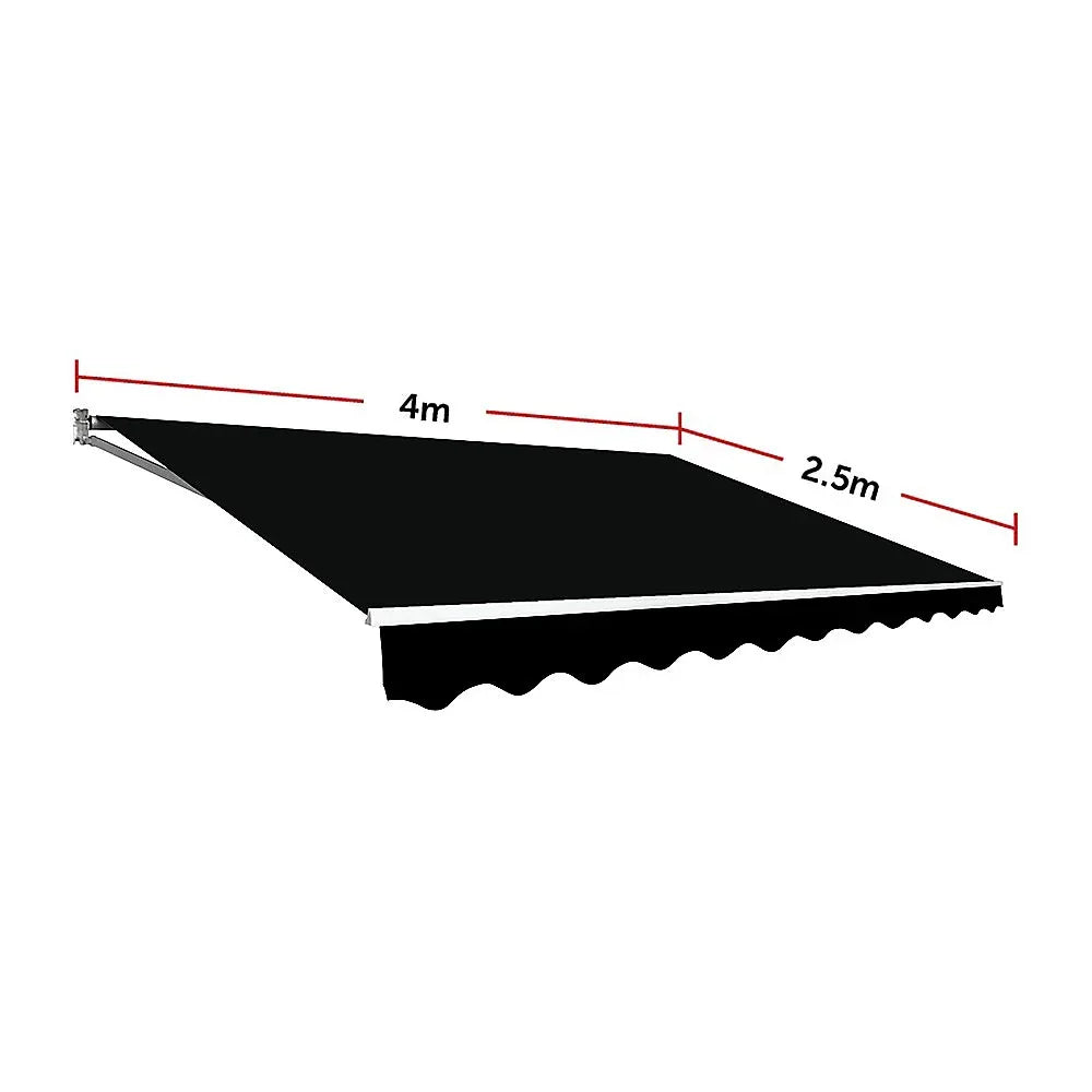 Motorised Outdoor Folding Arm Awning Retractable Sunshade Canopy Black 4.0m x 2.5m - Mekamart Australia