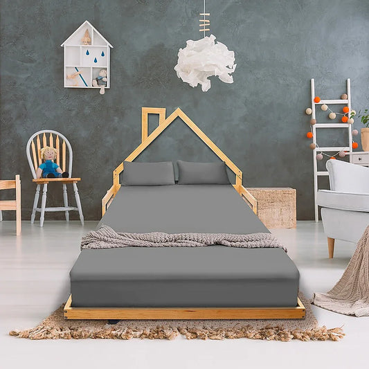 Pine Wood Floor Bed House Frame for Kids and Toddlers - Mekamart Australia