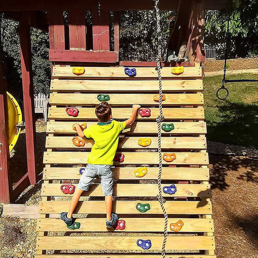 Jungle Gym Rock Climbing Holds Kids Wall Mounting Hardware Knotted Rope 25 Handles Playground - Mekamart Australia