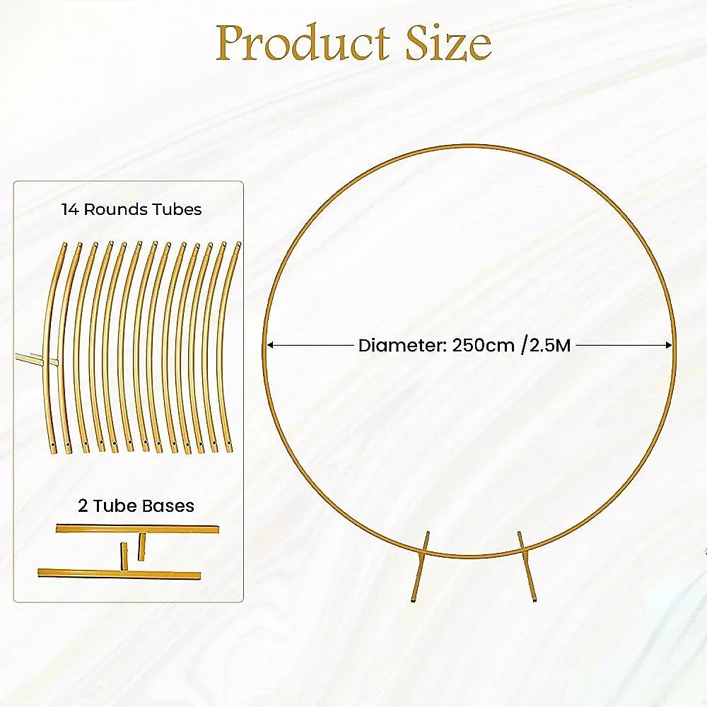 250cm Round Balloon Arch Frame Stand Gold - Mekamart Australia