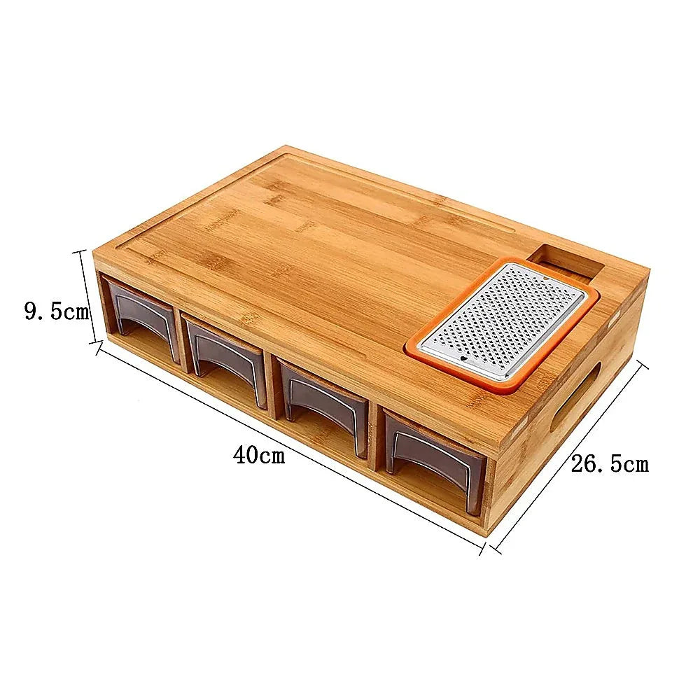 Bamboo Cutting Board Set with Graters & Containers – Food Prep Station - Mekamart Australia