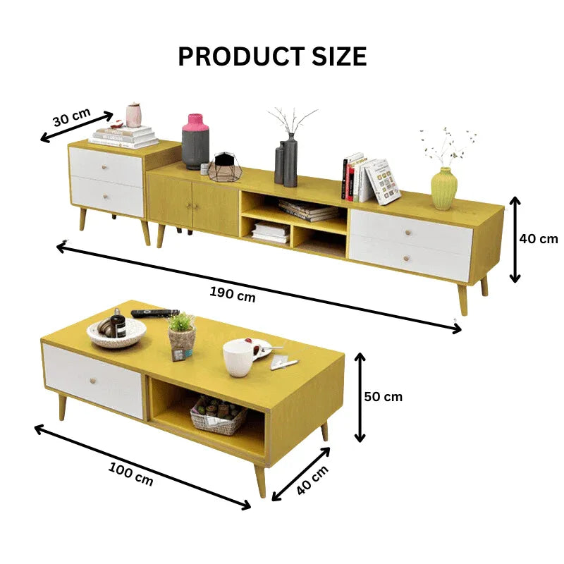 NNECN Modern TV Stand Side table & Coffee Table package for Living Room - Mekamart Australia