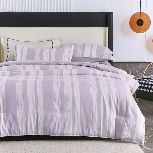 Midnight Calm stripes purple 3‑Piece Bedding – Cozy comforter Style - Mekamart Australia
