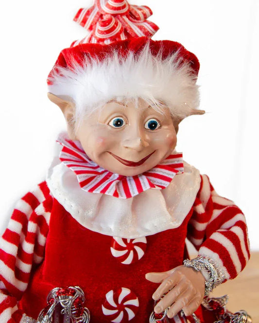 CHRISTMAS CANDY STRIPE BOY ELF RD/WH 65CM - Mekamart Australia