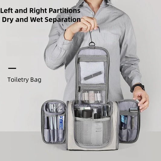 Blue Large Capacity Travel Toiletry Bag with Dry-Wet Separation - Hanging Organizer for Cosmetics and Personal Care - Mekamart Australia