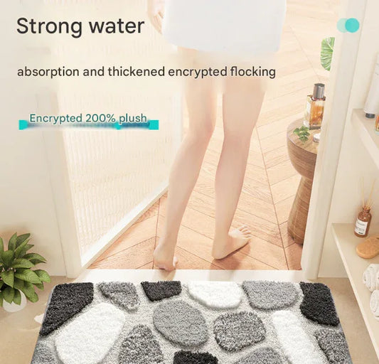 Blue Bath Mat - Super Absorbent, Non-Slip Bathroom Floor Mat - 40x60cm - Mekamart Australia