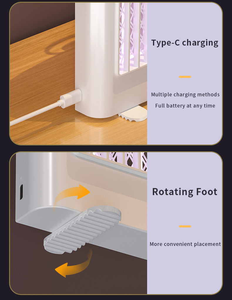 White (Chargeing version) USB Mosquito Killer Lamp - Electric Bug Zapper, Wall-Mounted/Standing, Silent