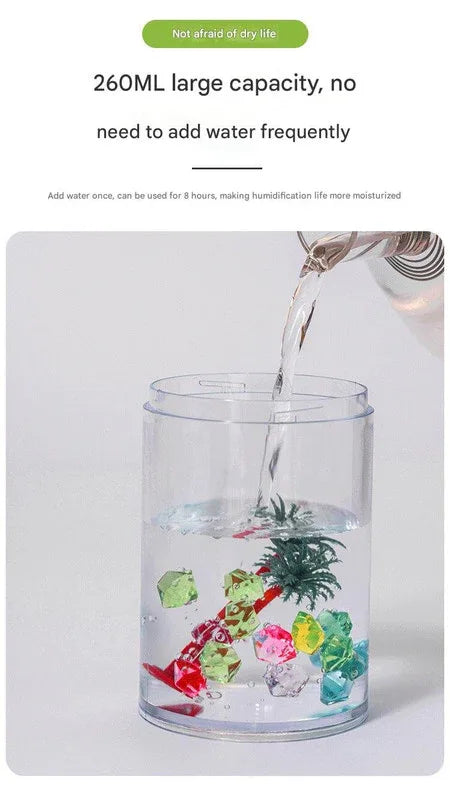White Mini USB Micro Landscape Humidifier - 260ml Cool Mist Maker with LED Light - Mekamart Australia