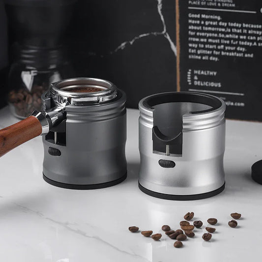 Dark Grey Diamond Professional Aluminum Espresso Tamping Station - Adjustable Portafilter Holder Stand - Mekamart Australia