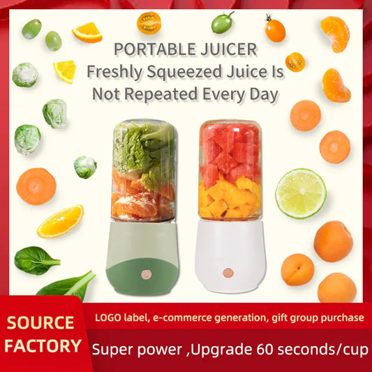 Green Compact Portable Blender - USB Rechargeable Mini Juicer Cup with 4 Blades - Mekamart Australia