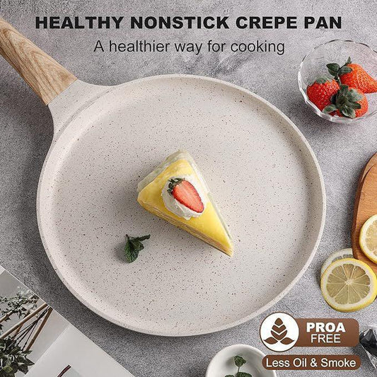 Grey 20cm Non-Stick Crepe Pan - Versatile Flat Skillet for Pancakes, Omelettes & Tortillas - Mekamart Australia