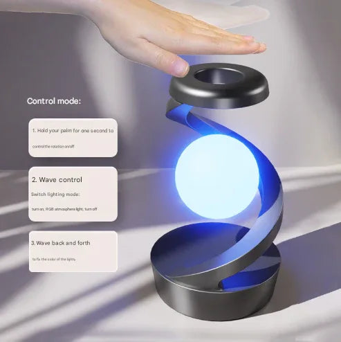 Black Modern Levitating LED Desk Lamp - Spiral Design Atmosphere Light - Mekamart Australia