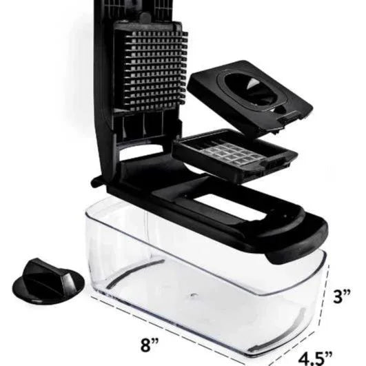 18-Piece Multi-Function Vegetable Chopper, Rotary Grater, Spiralizer and Slicer for Home Kitchen (All Black) - Mekamart Australia