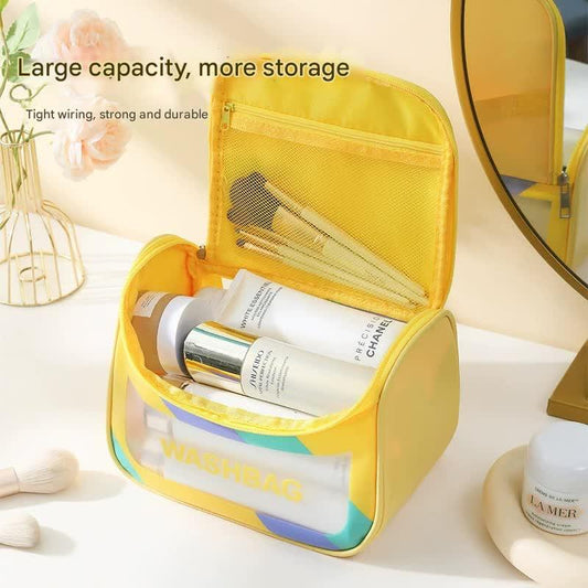 PVC Transparent Cosmetic Bag,Waterproof Portable Travel Organizer with Handle(white) - Mekamart Australia