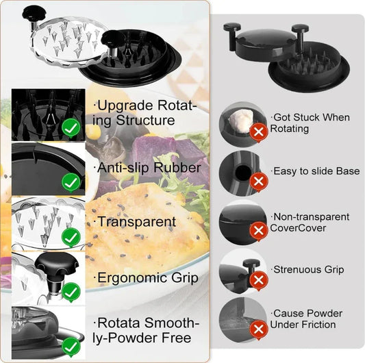 Upgraded Meat Shredder Tool - Rotating Chicken & Pork Puller with Anti-Slip Base & Ergonomic Grips(black) - Mekamart Australia