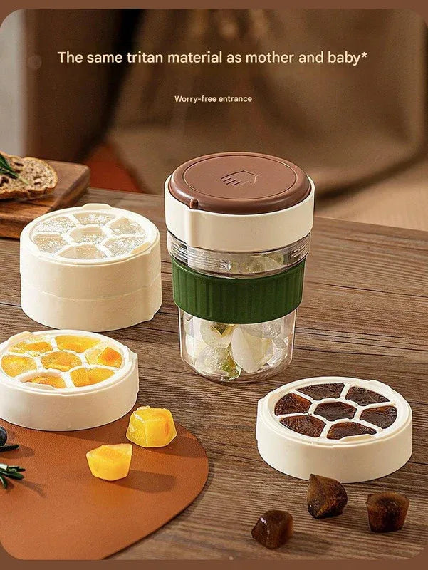 2-in-1 Ice Cube Maker Tumbler - Portable Cup with Integrated Silicone Ice Tray & Lid (1 cup + 1 ice tray) - Mekamart Australia