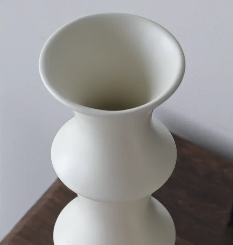 Matte White Ceramic Vase - Unique Bamboo Shape Design (25.5x9x7cm) - Mekamart Australia