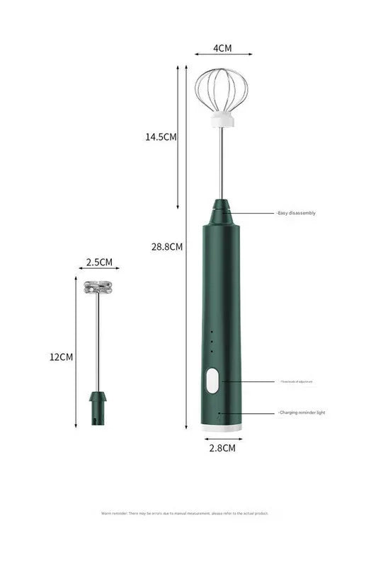 Green Cordless Drink Mixer & Frother Wand - USB Powered(Spring bubbler head) - Mekamart Australia
