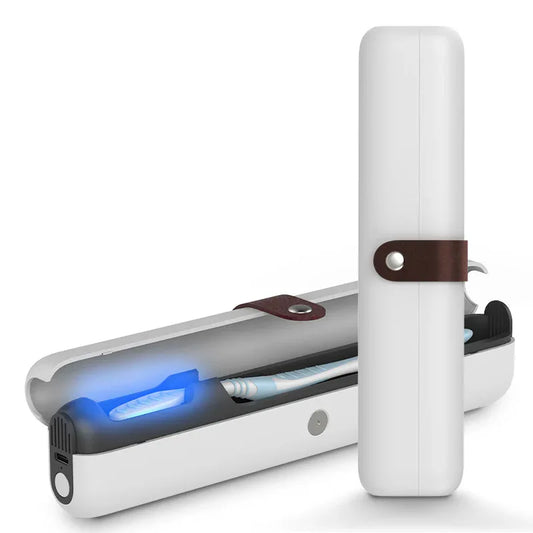 Travel UVC Toothbrush Sanitizer Box - Magnetic Closure, Rechargeable - Mekamart Australia